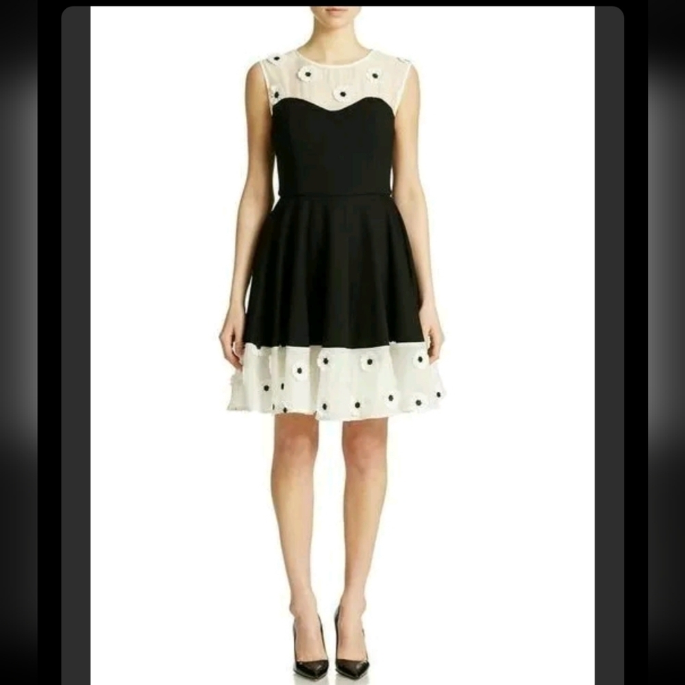 Eva Franco, Sleeveless Oliver Sweetheart Fit & Flare Dress, Black/White,‎ Size 2 - Picture 2 of 9